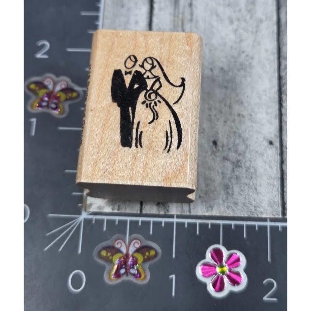 Stampendous Bride Groom Wedding J118 2000 Rubber Stamp Wood #L65